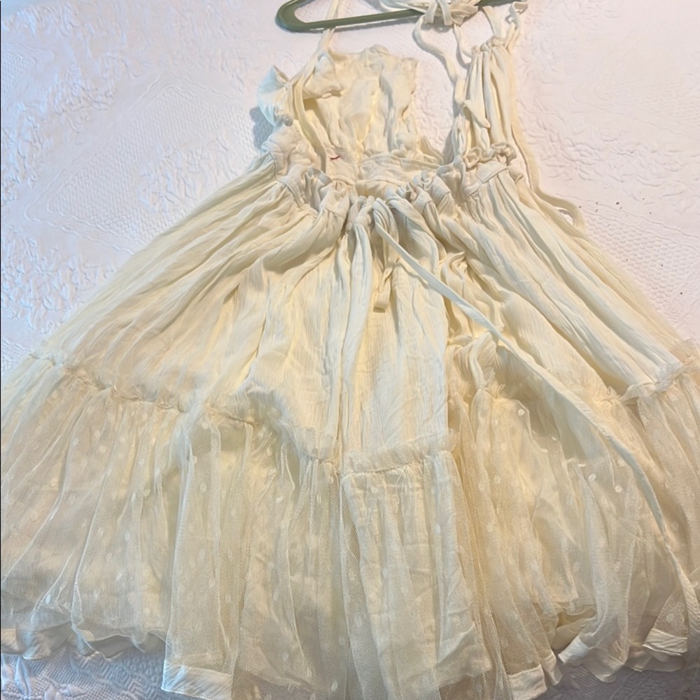 J Brand Cream and Gold Asymmetrical Bridal Gown